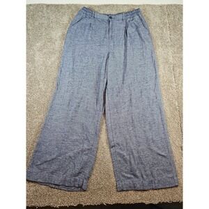 Aerie Blue Wide Leg Chambray Pants Elastic Waist Pleated Trousers Womens Large